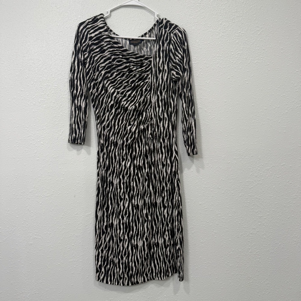 Pendleton Womens Black‎ White Abstract Print Ruched Sheath Dress Small RN29685